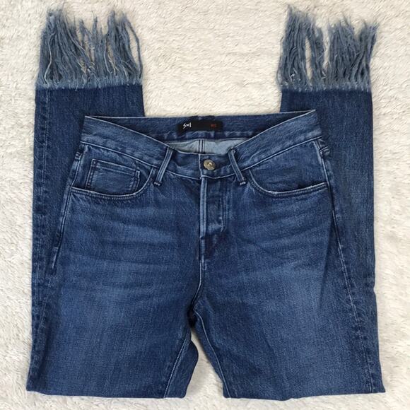 Anthropologie 3x1 Jeans Straight Denim Jean Fringe Boho Festival Artsy Western - Picture 2 of 12